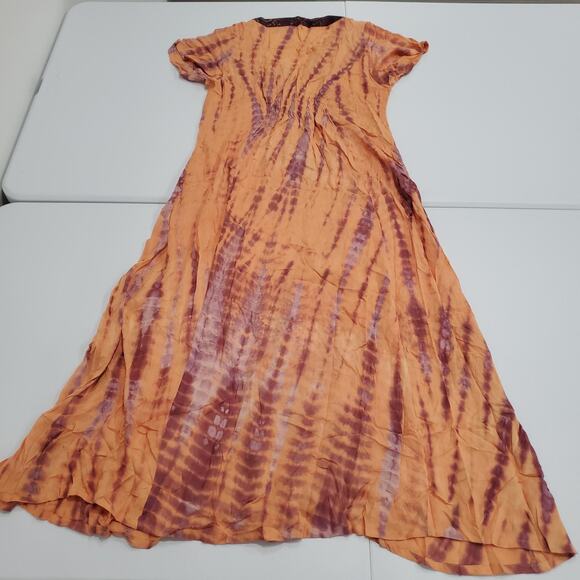 Soft Surroundings Dress Womens XL Orange Purple Tie Dye V Neck Boho A-Line - Picture 2 of 12